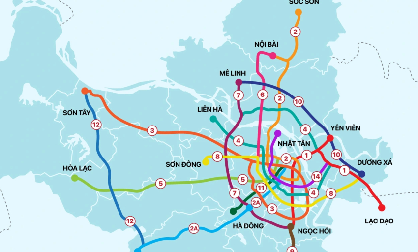 Mạng lưới 14 tuyến đường sắt đô thị phủ khắp Hà Nội