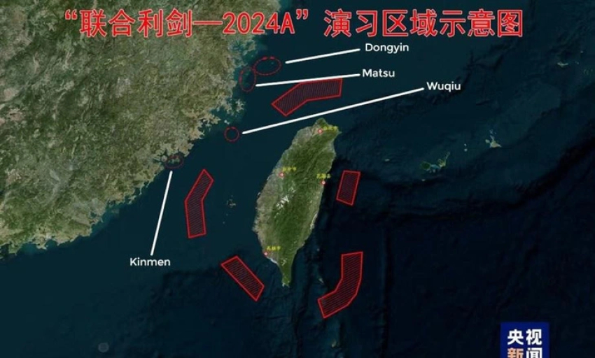 Trung Quốc tập trận, bao vây gần hết đảo Đài Loan