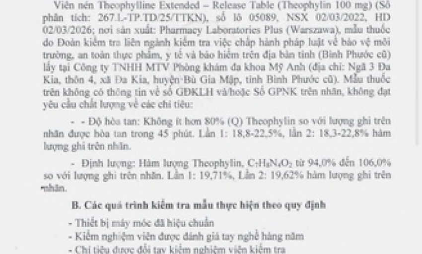 Thu hồi toàn quốc thuốc giả Theophylline 100mg điều trị hen