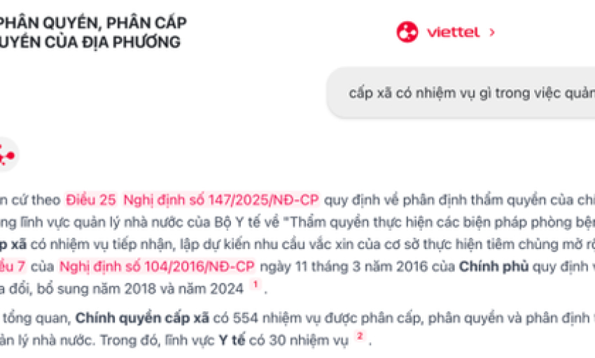 Trợ lý ảo Cán bộ công chức: Giải pháp tra cứu thẩm quyền tức thì cho chính quyền 2 cấp