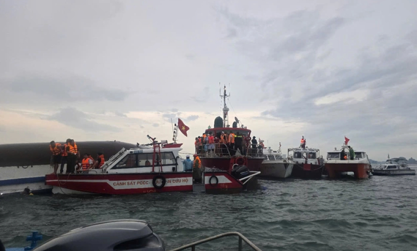 Vụ đắm tàu du lịch trên vịnh Hạ Long: Cứu được 12 người, tìm thấy thi thể 7 nạn nhân