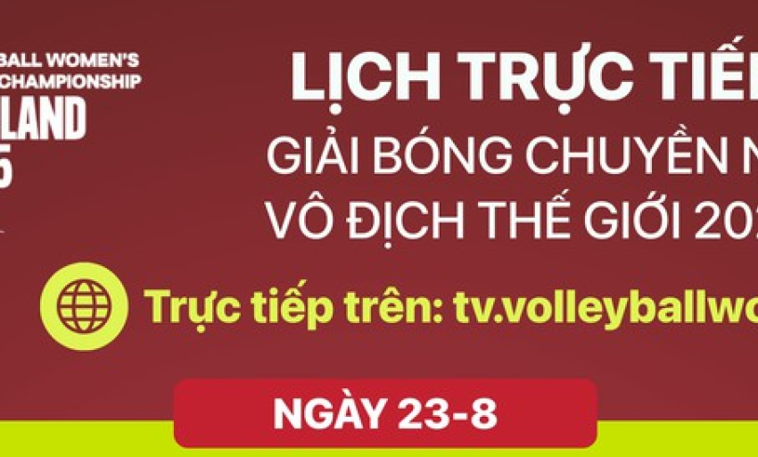 Lịch trực tiếp Giải bóng chuyền nữ vô địch thế giới ngày 23-8