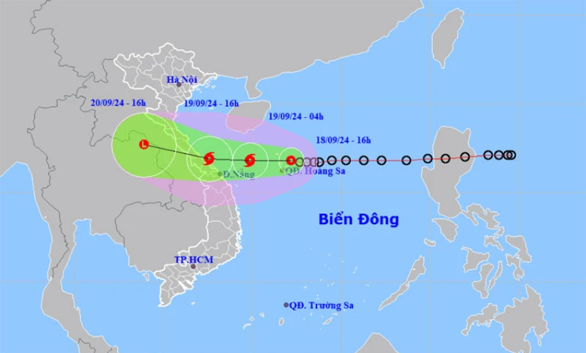 Áp thấp nhiệt đới cách Đà Nẵng khoảng 430km