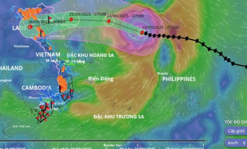 Bão số 9 mạnh cấp 17, cách bán đảo Lôi Châu (Trung Quốc) khoảng 820km