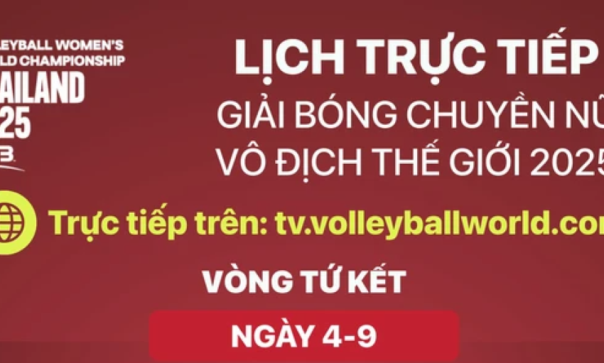Lịch trực tiếp Giải bóng chuyền nữ vô địch thế giới ngày 4-9