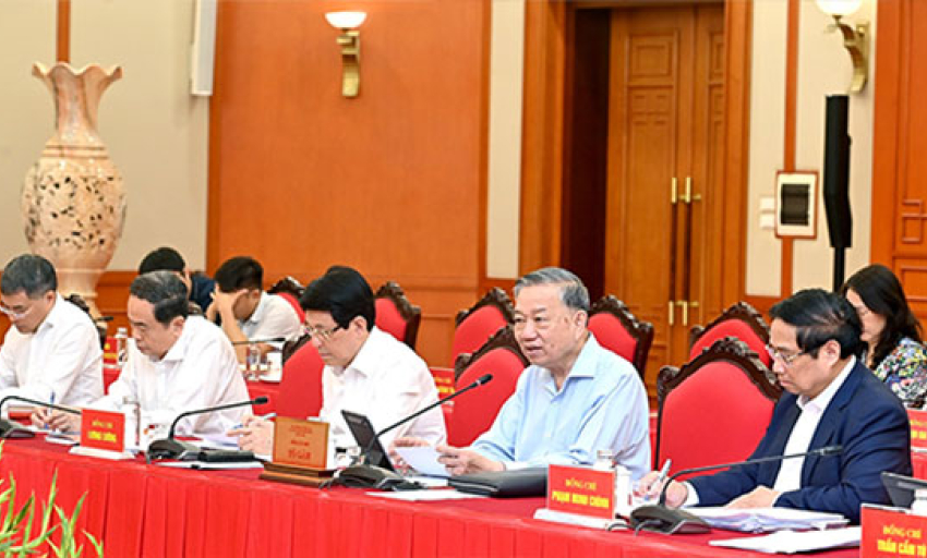 Tổng Bí thư Tô Lâm chủ trì cuộc làm việc của Bộ Chính trị với Ban Thường vụ Đảng ủy Công an Trung ương