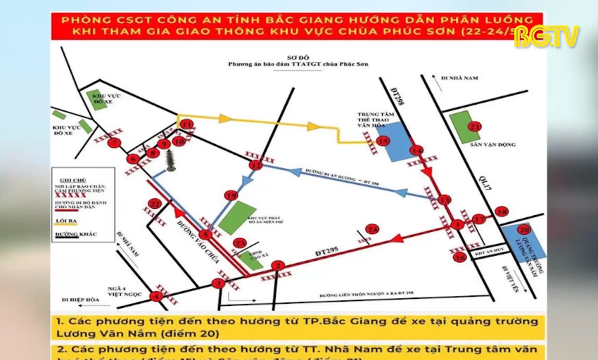 Hướng dẫn phân luồng giao thông khu vực chùa Phúc Sơn