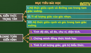Dạy học trên truyền hình - Hình học lớp 9: Hệ thức lượng trong tam giác vuông