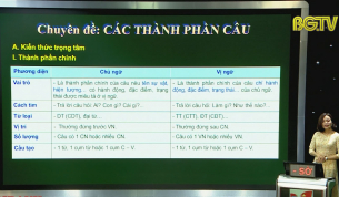 Dạy học trên truyền hình - Ngữ văn lớp 9: Ôn tâp các thành phần câu