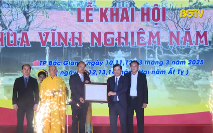 Khai mạc lễ hội chùa Vĩnh Nghiêm, công bố quyết định Bộ tượng Tam Tổ Trúc Lâm là bảo vật Quốc gia