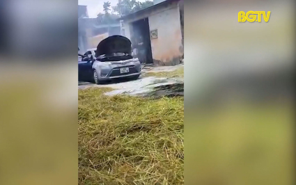 Lạng Giang: Cháy xe ô tô khi đang lưu thông