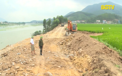 Lục Nam: Đơn vị khai thác cát sỏi hoàn thành đắp trả diện tích sạt lở 