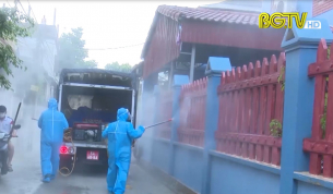 Phun hóa chất khử trùng chống dịch tại huyện Việt Yên 