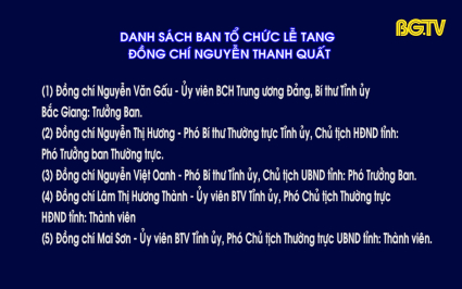 Quyết định thành lập Ban Tổ chức Lễ tang đồng chí Nguyễn Thanh Quất