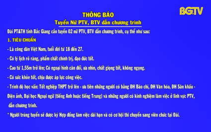 Thông báo tuyển nữ PTV, BTV dẫn chương trình năm 2023
