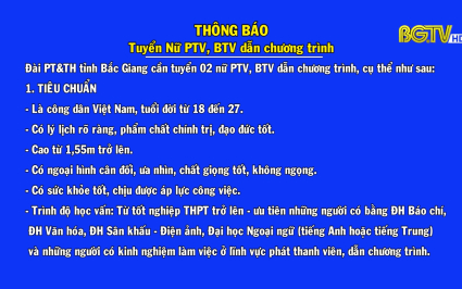 Thông báo tuyển nữ PTV, BTV dẫn chương trình