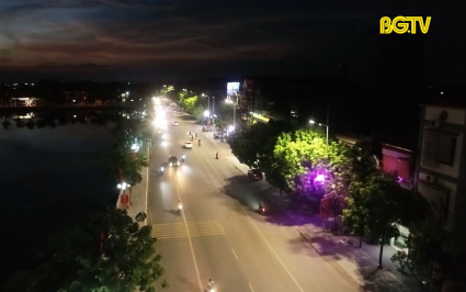 Việt Yên: 100% đường phố chính được chiếu sáng 