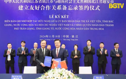 Việt Yên ký hợp tác địa phương với thành phố Trấn Giang (Trung Quốc)