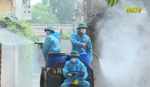 Việt Yên thực hiện cao điểm phun khử khuẩn làm sạch môi trường